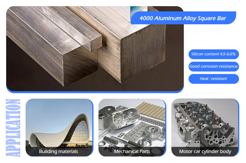 Barra cuadrada de aleación de aluminio serie 4000