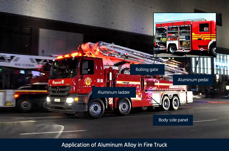 Aplicación de aleación de aluminio en camión de bomberos