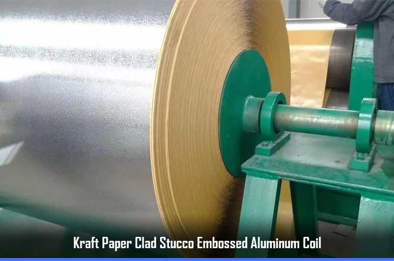 Kraft paper clad stucco embossed aluminum coil