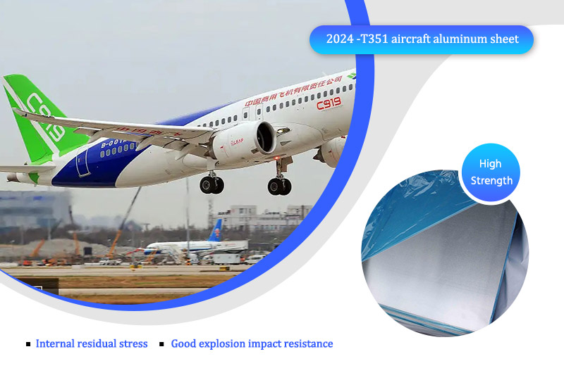 lámina de aluminio para aviones T351 2024