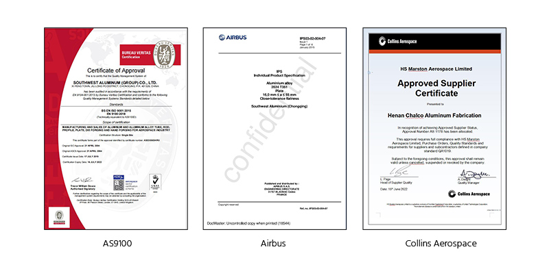 Certificación de aviación de placa de aluminio 2024