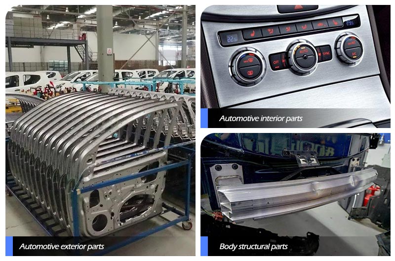 aplicación de perfil de aluminio automotriz 5457