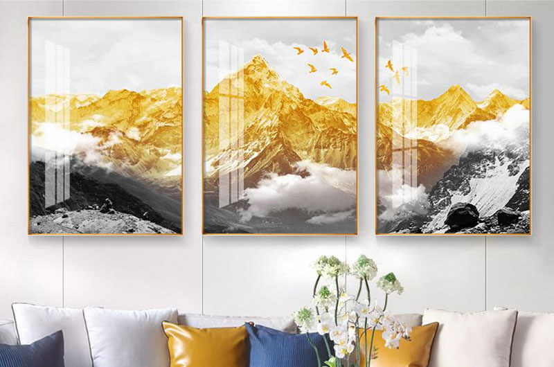 Decorative painting of connected aluminum alloy frame in living room