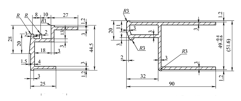 Aluminum profile for military shelter door frame