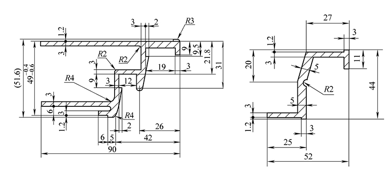 Aluminum profile for military shelter door frame