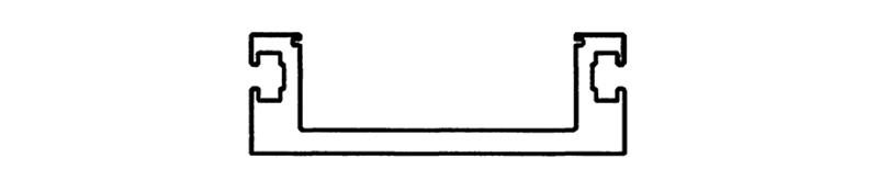 Cross section view of grooved aluminum profiles for chord member