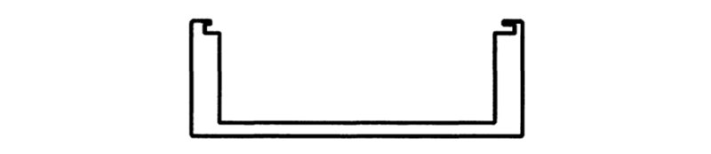 Cross section view of grooved aluminum profile for main beam