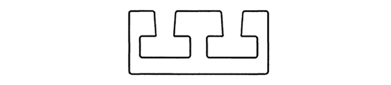 Vista de la sección transversal del perfil de aluminio de la guía del canal