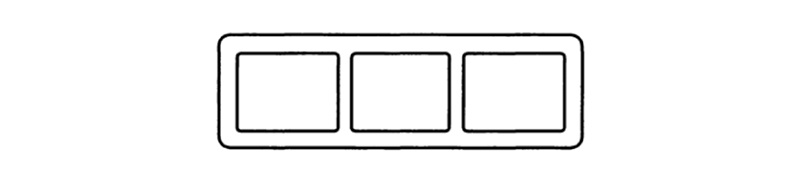 Cross section view of three-span beam aluminum profile