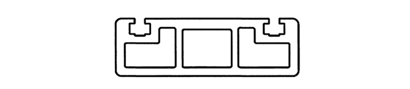 Cross section view of Three-span irregular lower beam aluminum profile