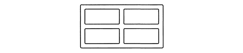 Vista transversal del perfil de aluminio de tubo rectangular de cuatro orificios en la parte superior travesaño