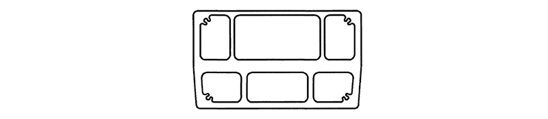 Cross section view of six-hole crossbeam aluminum profile