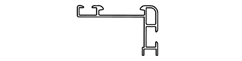 Cross section view of supporting bracket aluminium profiles