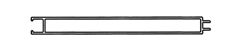 Cross section view of single hole decking panel aluminum profile