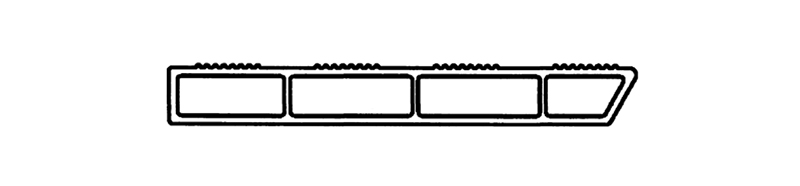 Cross section view of five-holes decking panel aluminum profile