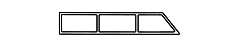 Cross section view of three-hole linking decking panel(stairway tread) aluminum profile