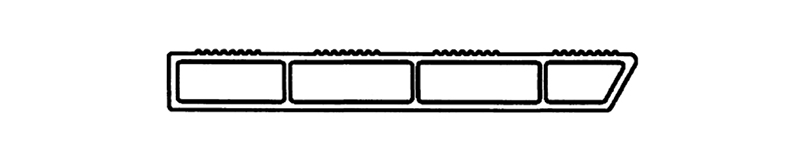 Cross section view of four-hole Linking decking panel (stairway tread) aluminum profile