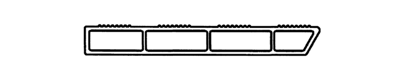 Вид поперечного перерізу чотириотворної панелі З'єднувальна панель настилу (сходова проступь) алюмінієвий профіль