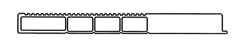 Vista de la sección transversal del perfil de aluminio del panel de cubierta de enlace de tres orificios