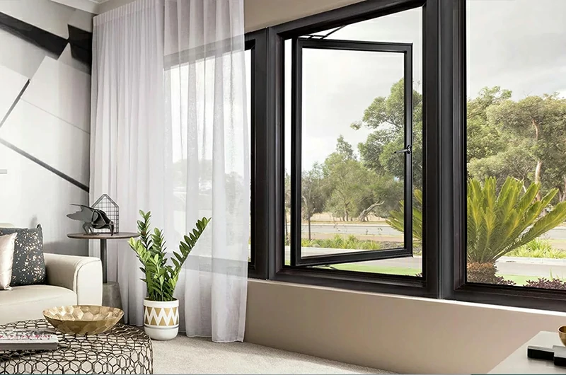 Acabado de ventana abatible de aluminio