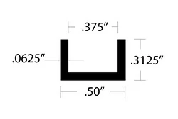 Aluminum U Channel 5/16″ Leg x 1/2″ OD x 3/8″ ID x 1/16″ Wall Aluminum U Channel 5/16″ Leg x 1/2″ OD x 3/8″ ID x 1/16″ Wall