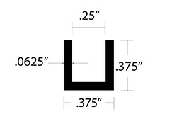 Aluminum U Channel 3/8″ Leg x 3/8″ OD x 1/4″ ID x 1/16″ Wall Aluminum U Channel 3/8″ Leg x 3/8″ OD x 1/4″ ID x 1/16″ Wall