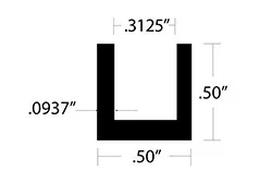 Aluminum U Channel 1/2″ Leg x 1/2″ OD x 5/16″ ID x 3/32″ Wall Aluminum U Channel 1/2″ Leg x 1/2″ OD x 5/16″ ID x 3/32″ Wall