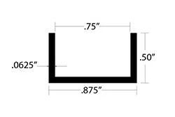 Aluminum U Channel 1/2″ Leg x 7/8″ OD x 3/4″ ID x 1/16″ Wall Aluminum U Channel 1/2″ Leg x 7/8″ OD x 3/4″ ID x 1/16″ Wall