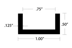 Aluminum U Channel 1/2″ Leg x 1″ OD x 1/8″ Wall Aluminum U Channel 1/2″ Leg x 1″ OD x 1/8″ Wall