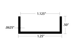 Aluminum U Channel 1/2″ Leg x 1-1/4″ OD x 1-1/8″ ID x 1/16″ Wall Aluminum U Channel 1/2″ Leg x 1-1/4″ OD x 1-1/8″ ID x 1/16″ Wall