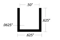Aluminum U Channel 5/8″ Leg x 5/8″ OD x 1/2″ ID Aluminum U Channel 5/8″ Leg x 5/8″ OD x 1/2″ ID