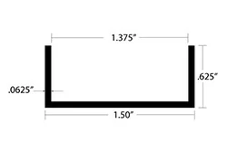 Aluminum U Channel 5/8″ Leg x 1-1/2″ OD x 1-3/8″ ID x 1/16″ Wall Aluminum U Channel 5/8″ Leg x 1-1/2″ OD x 1-3/8″ ID x 1/16″ Wall