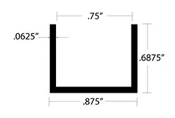 Aluminum U Channel 11/16″ Leg x 7/8″ OD x 3/4″ ID x 1/16″ Wall Aluminum U Channel 11/16″ Leg x 7/8″ OD x 3/4″ ID x 1/16″ Wall
