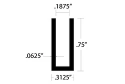 Aluminum U Channel 3/4″ Leg x 5/16″ OD x 3/16″ ID x 1/16″ Wall Aluminum U Channel 3/4″ Leg x 5/16″ OD x 3/16″ ID x 1/16″ Wall