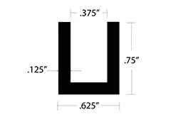 Aluminum U Channel 3/4″ Leg x 5/8″ OD x 3/8″ ID x 1/8″ Wall Aluminum U Channel 3/4″ Leg x 5/8″ OD x 3/8″ ID x 1/8″ Wall