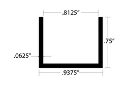 Aluminum U Channel 3/4″ Leg x 15/16″ OD x 13/16″ ID x 1/16″ Wall Aluminum U Channel 3/4″ Leg x 15/16″ OD x 13/16″ ID x 1/16″ Wall