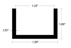 Aluminum U Channel 1″ Leg x 1-1/2″ OD x 1-1/4″ ID x 1/8″ Wall Aluminum U Channel 1″ Leg x 1-1/2″ OD x 1-1/4″ ID x 1/8″ Wall