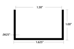 Aluminum U Channel 1″ Leg x 1-5/8″ OD x 1-1/2″ ID x 1/16″ Wall Aluminum U Channel 1″ Leg x 1-5/8″ OD x 1-1/2″ ID x 1/16″ Wall