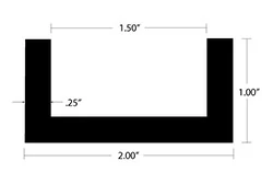 Aluminum U Channel 1″ Leg x 2″ OD x 1.5″ ID x .25″ Wall Aluminum U Channel 1″ Leg x 2″ OD x 1.5″ ID x .25″ Wall
