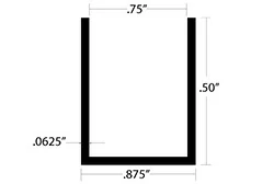 Aluminum U Channel 1-1/8″ Leg x 7/8″ OD x 3/4″ ID x 1/16″ Wall Aluminum U Channel 1-1/8″ Leg x 7/8″ OD x 3/4″ ID x 1/16″ Wall