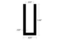 Aluminum U Channel 1-1/2″ Leg x 5/8″ OD x 3/8″ ID x 1/8″ Wall Aluminum U Channel 1-1/2″ Leg x 5/8″ OD x 3/8″ ID x 1/8″ Wall