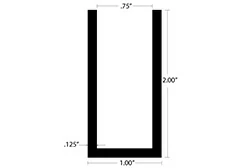 Aluminum U Channel 2″ Leg x 1″ OD x 3/4″ ID x 1/8″ Wall Aluminum U Channel 2″ Leg x 1″ OD x 3/4″ ID x 1/8″ Wall