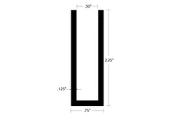 Aluminum U Channel 2-1/4″ Leg X 3/4″ OD X 1/2″ ID Aluminum U Channel 2-1/4″ Leg X 3/4″ OD X 1/2″ ID