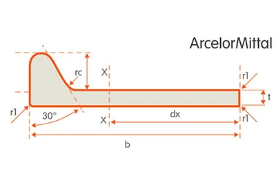  Carbon steel bulb flat profile size parameter table
