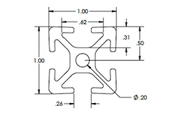 1 x 1 .26 Aluminium-Strangpressprofil 1 x 1 .26 Aluminium-Strangpressprofil