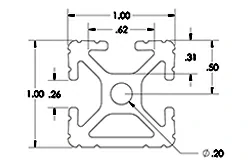 Gerillt 1 x 1 .26 Aluminium-Strangpressprofil Gerillt 1 x 1 .26 Aluminium-Strangpressprofil