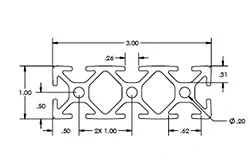 1 x 3 .26 Aluminium-Strangpressprofil 1 x 3 .26 Aluminium-Strangpressprofil