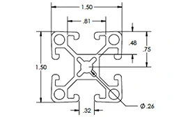 1.5 x 1.5 VeryLight .32 Aluminum Extrusion 1.5 x 1.5 VeryLight .32 Aluminum Extrusion