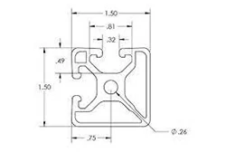 1.5 x 1.5 .32 Aluminum Extrusion 1.5 x 1.5 .32 Aluminum Extrusion