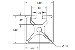 1.5 x 1.5 .32 Aluminum Extrusion 1.5 x 1.5 .32 Aluminum Extrusion